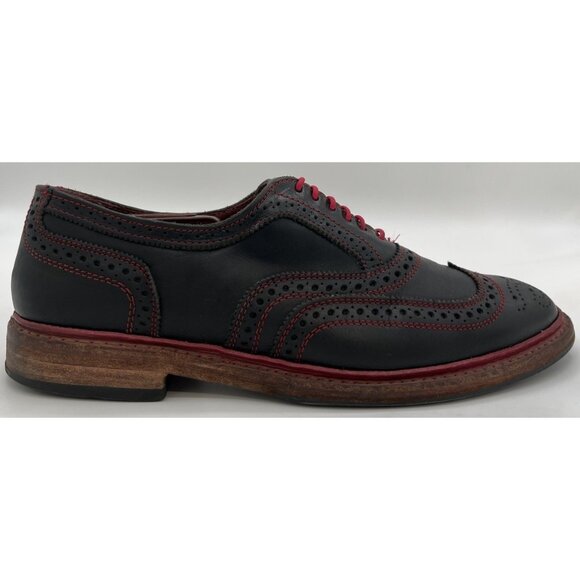 Allen Edmonds Ridgeway Black Red Leather Wingtip Oxford Dress Shoes Mens Size 9D - Picture 8 of 13